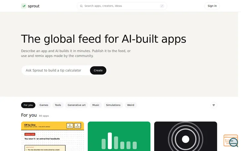 Screenshot of Sprout