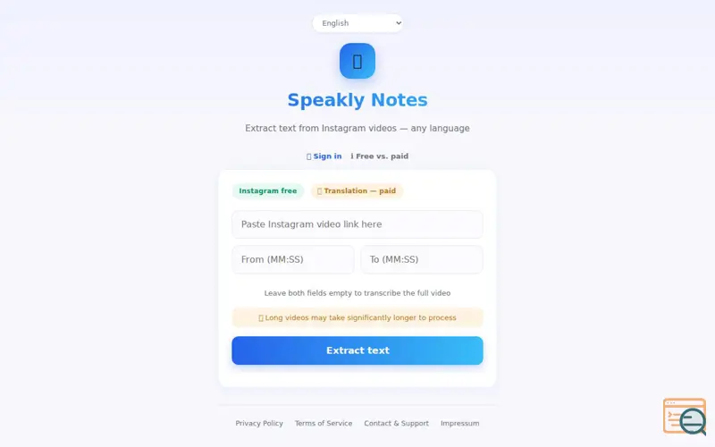 Screenshot of Speakly Notes