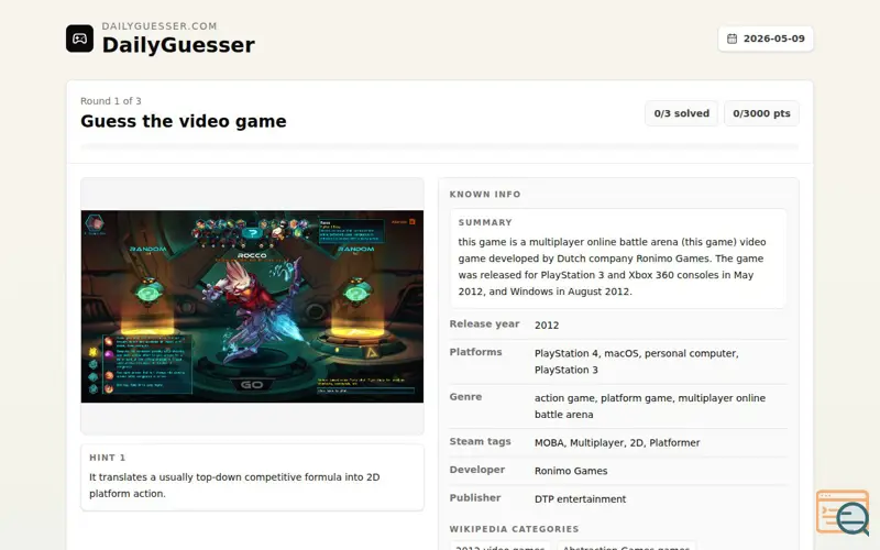 Screenshot of Daily Guesser