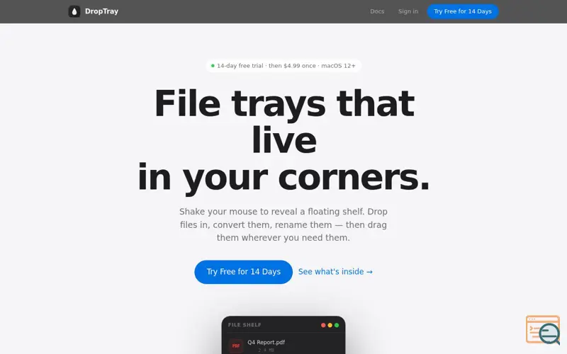 Screenshot of DropTray