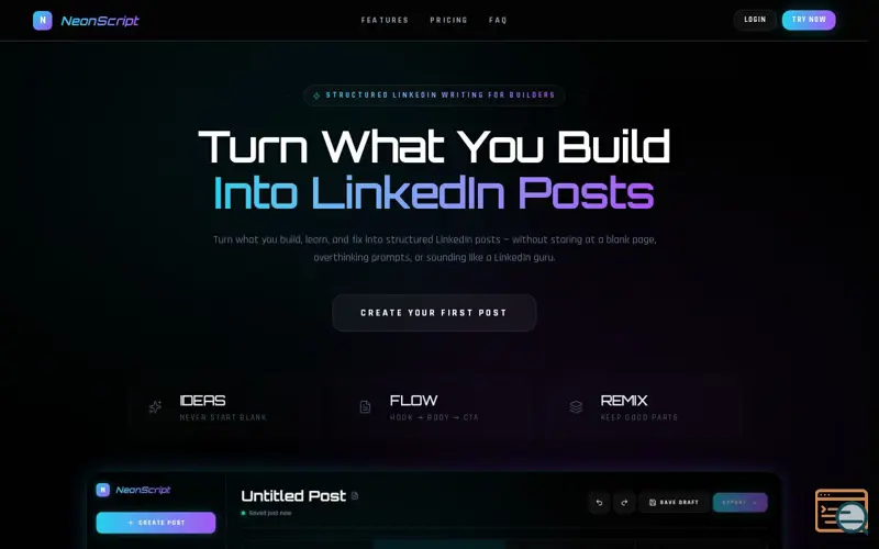 Screenshot of NeonScript