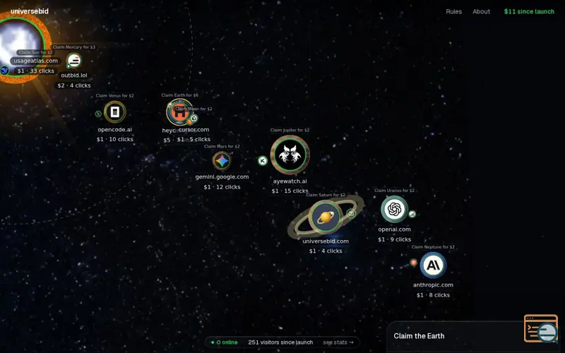 Screenshot of UniverseBid
