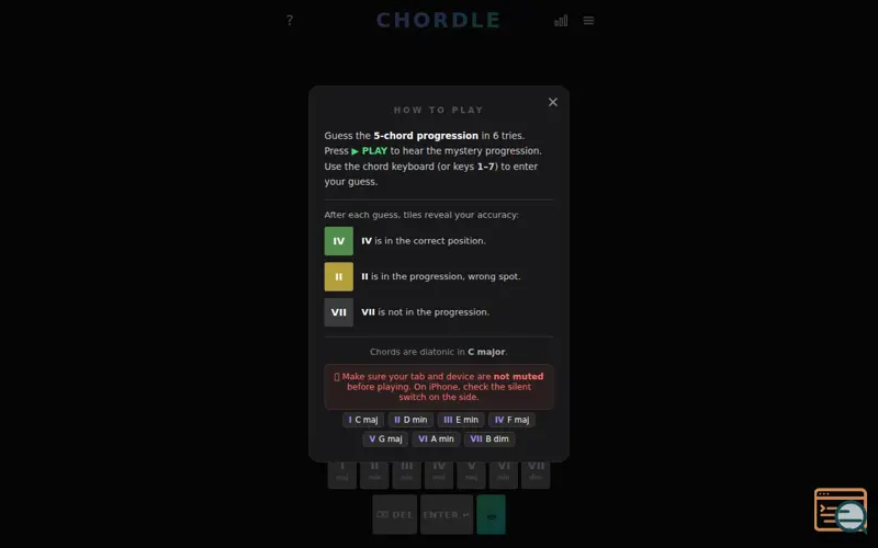 Screenshot of Chordle