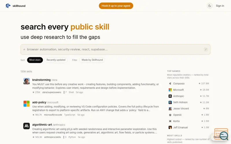 Screenshot of Skillhound