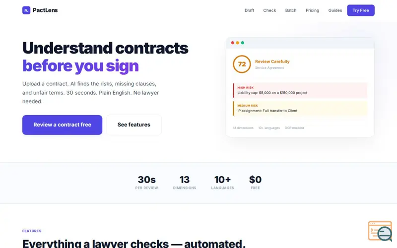 Screenshot of PactLens