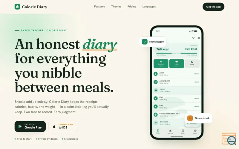 Screenshot of Calorie Diary