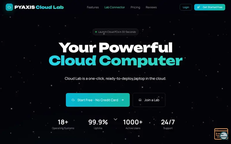 Screenshot of Pyaxis Cloud Lab