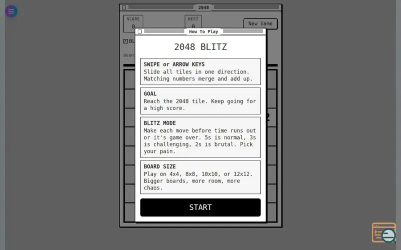 Screenshot of 2048 with Blitz Mode