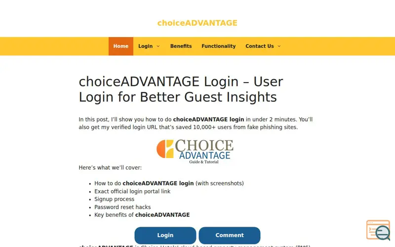 Screenshot of choiceADVANTAGE