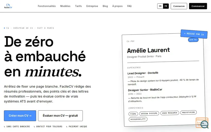 Screenshot of FacileCV