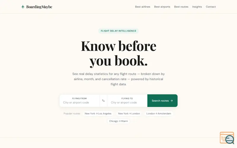 Screenshot of BoardingMaybe
