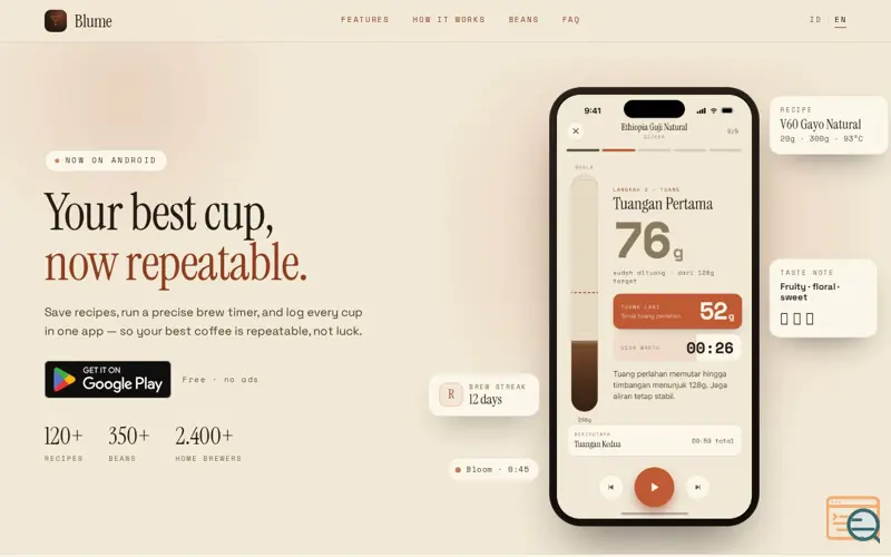 Screenshot of Blume