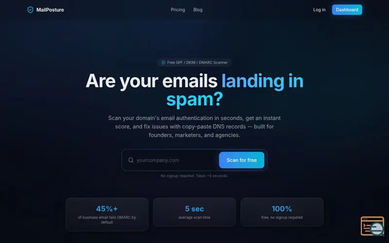 Screenshot of MailPosture