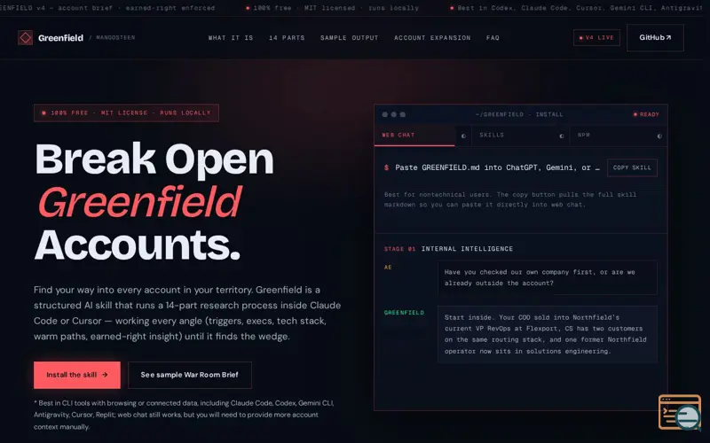 Screenshot of Greenfield