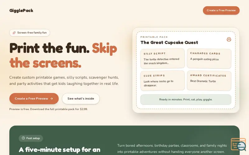 Screenshot of GigglePack