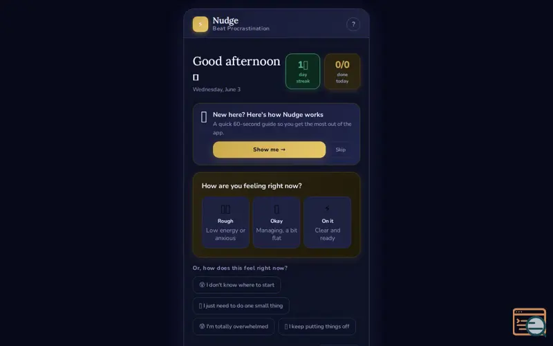 Screenshot of Nudge — Beat Procrastination