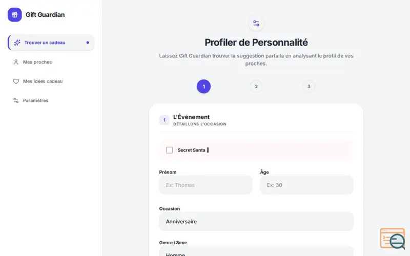 Screenshot of AI-powered gift finder 