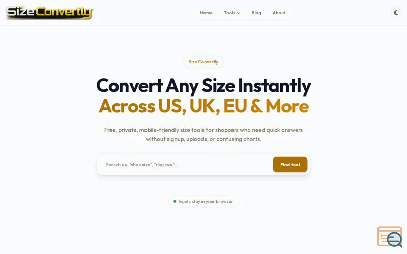 Screenshot of Size Convertly