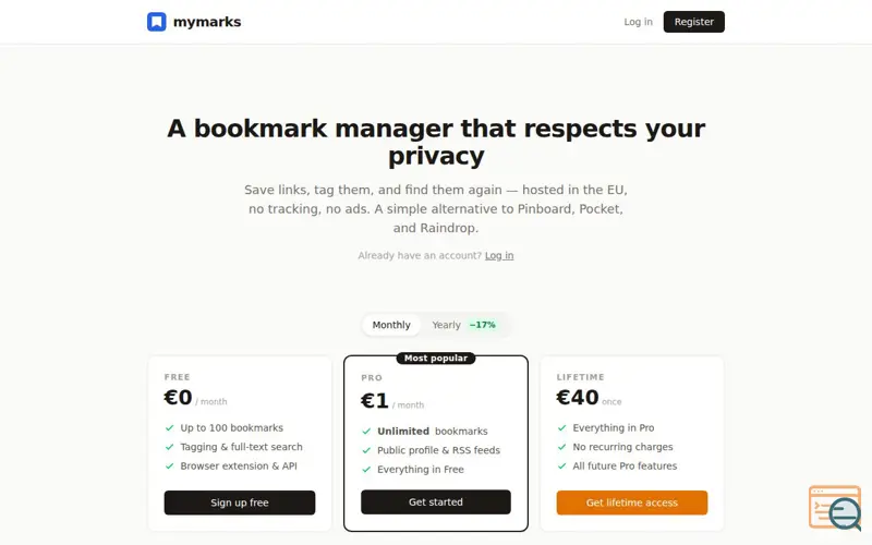 Screenshot of mymarks, a launch using Tinylytics