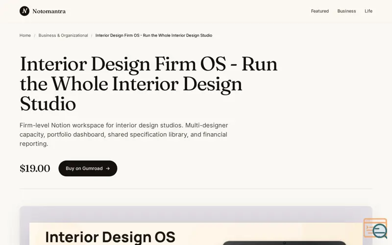 Screenshot of Interior Design Firm OS