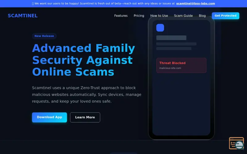 Screenshot of Scamtinel