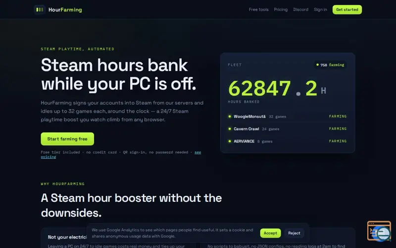 Screenshot of Steam Hours Farming