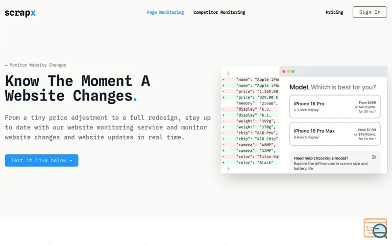 Screenshot of Relaunch - Competitor Monitoring 