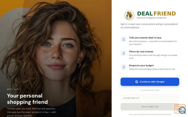 Screenshot of DealFriend — Personal Shopping Companion