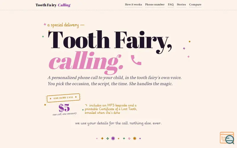 Screenshot of Tooth Fairy Calling