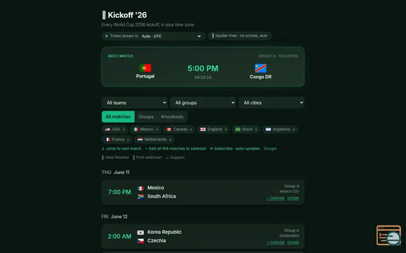 Screenshot of Kickoff '26