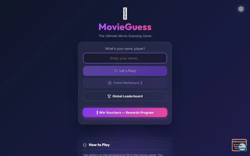 Screenshot of MovieGuess