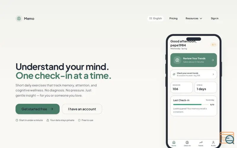 Screenshot of Memo App, a launch using CookieHub