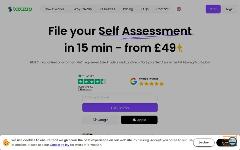Screenshot of TaxZap