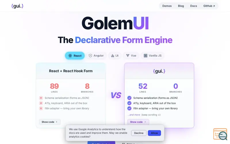 Screenshot of GolemUI