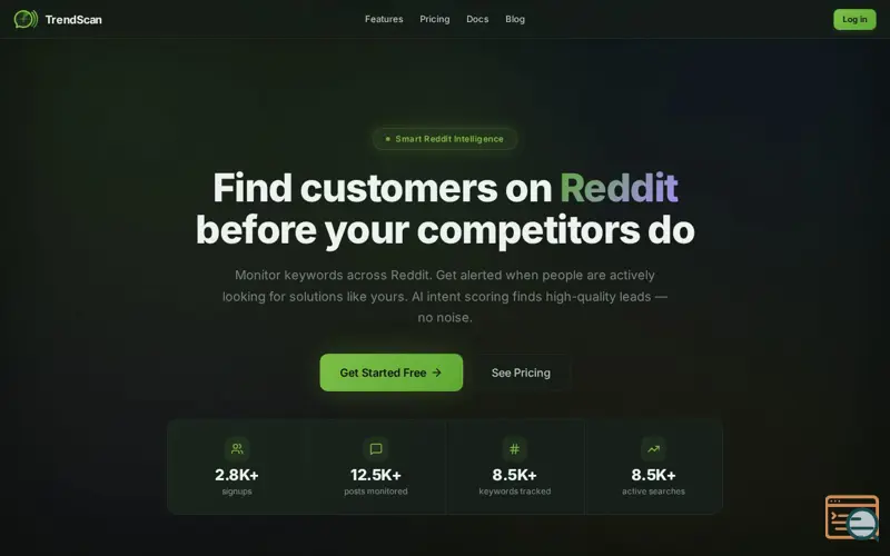Screenshot of TrendScan — Find customers on Reddit