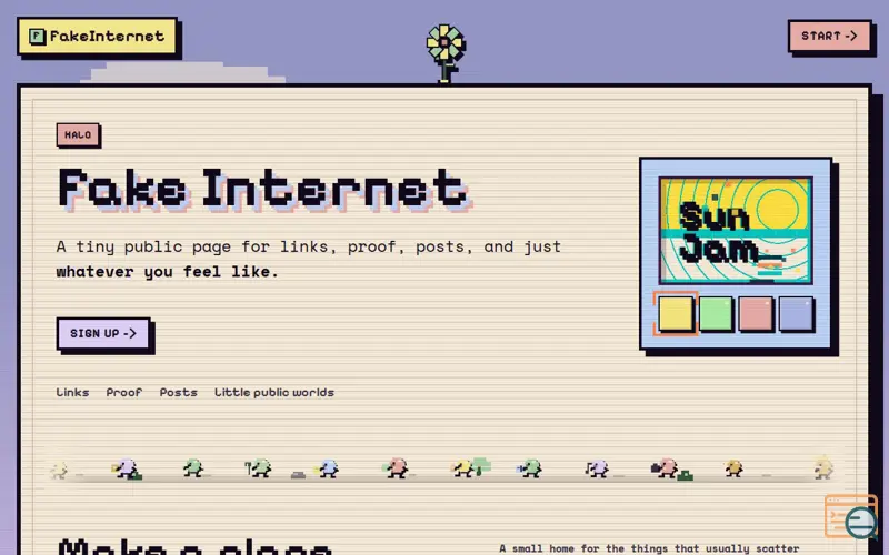 Screenshot of Fake Internet