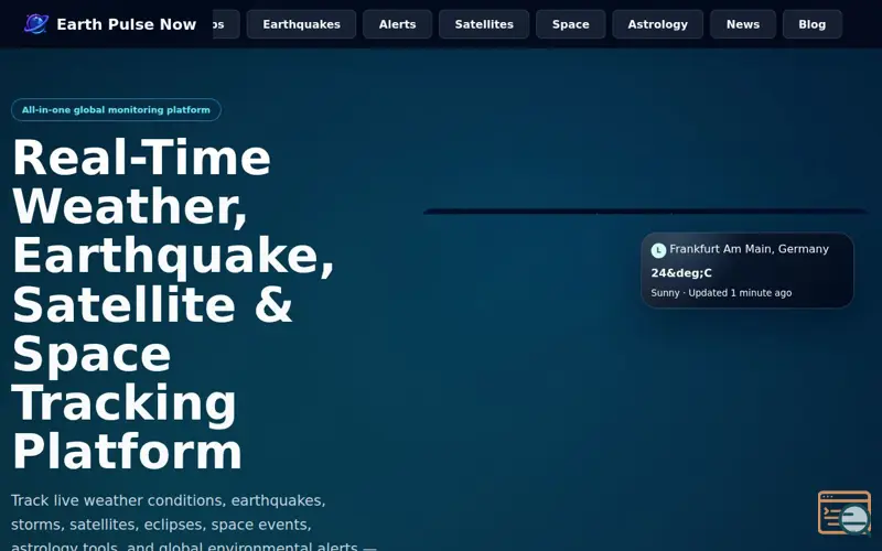 Screenshot of Earth Pulse Now, a launch using MapTiler