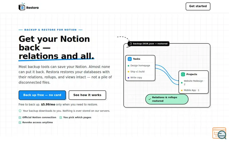 Screenshot of Restora