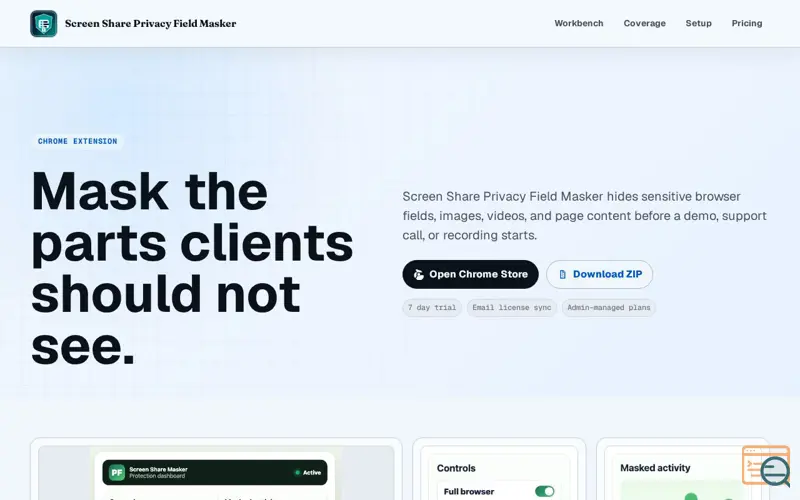 Screenshot of Privacy Field Masker Chrome Extension