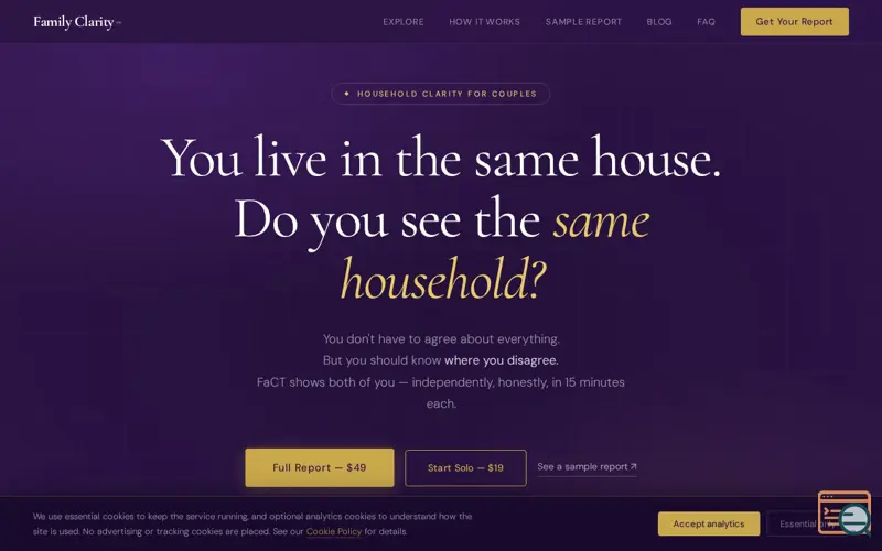 Screenshot of Family Clarity Test (FaCT)