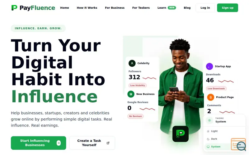 Screenshot of PayFluence Nigeria