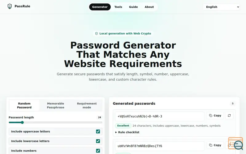 Screenshot of PassRule
