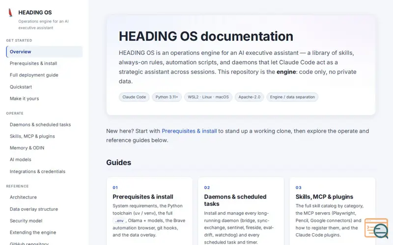 Screenshot of HEADING OS