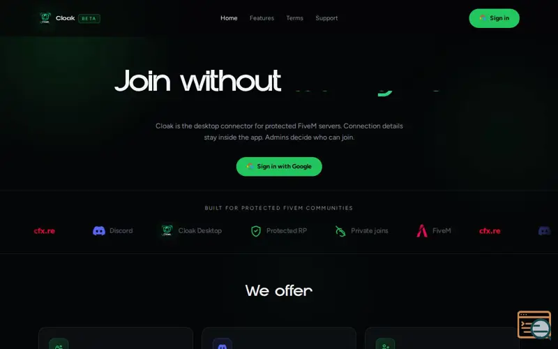 Screenshot of Cloak Desktop
