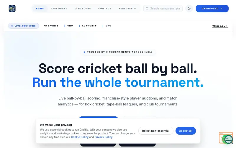 Screenshot of CricBid