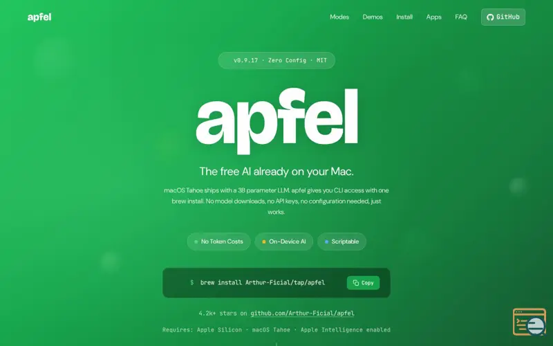 Screenshot of Apfel