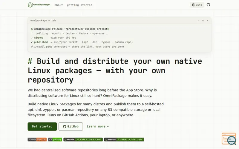 Screenshot of Omnipackage