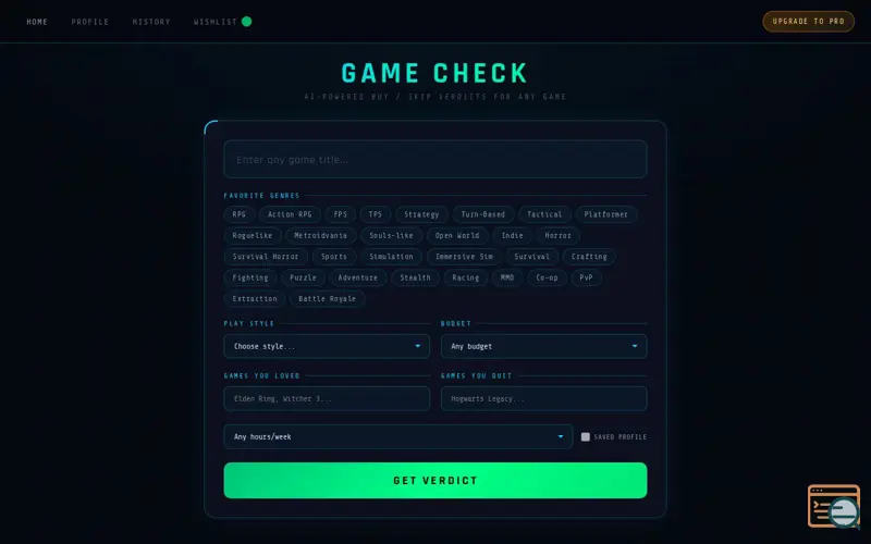 Screenshot of Game-Check