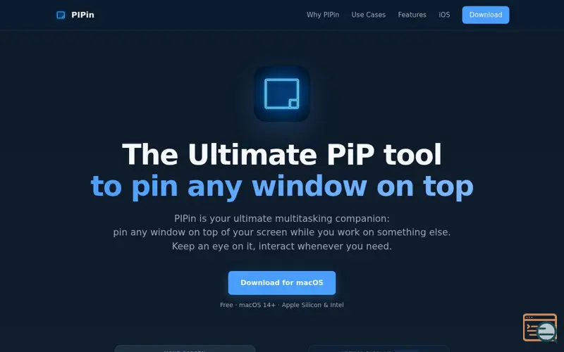 Screenshot of PIPin — Pin any Mac window on top