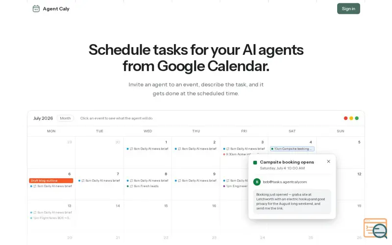 Screenshot of Agentcaly